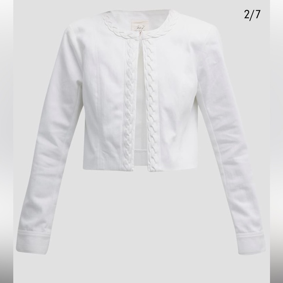 🆕 Cinq à Sept Ayala Braided Stretch Denim Crop Jacket - Picture 8 of 17